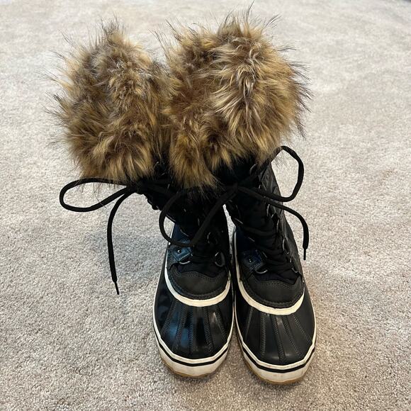 Esprit Women's Evelyn Tall Insulated Snow Boot with Fur‎ Black Brown Size 8 M - Picture 3 of 7